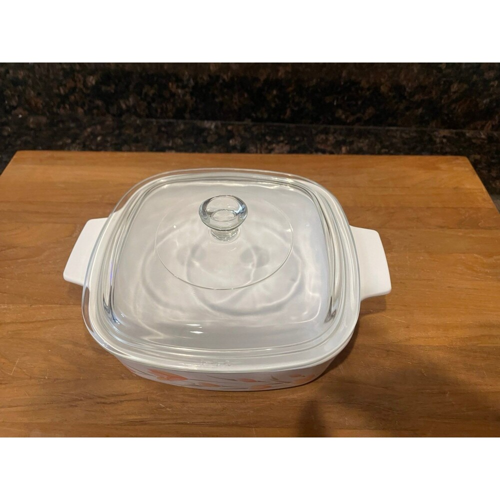CORNING WARE Peach Floral 1 Liter Quart Casserole - Picture 3 of 8
